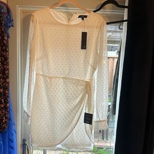 Lulu's White Long Sleeve Dress with Dots